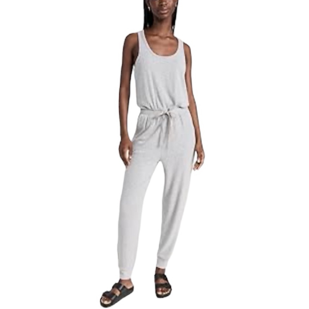 FP Beach- Grey Drawstring Waist Jogger Ankle Tank Top Cotton Jumpsuit